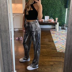 JLUXLABEL Sequin Pants Black